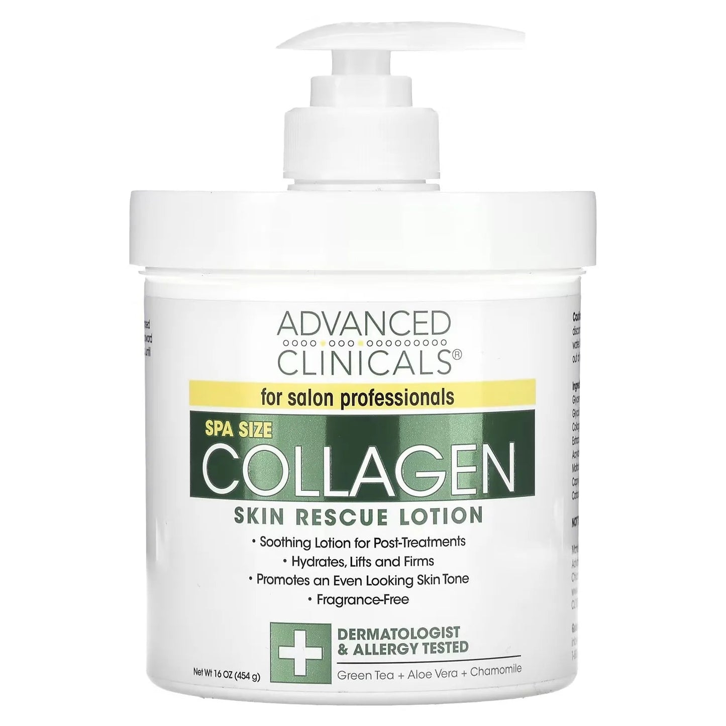 Experience Glowing Skin with Fragrance-Free Advanced Clinicals Collagen Skin Rescue Lotion – 16 oz (454 g)
