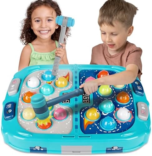 Whack Mole Game for Toddlers, Toys for 3+ Year Old Boys, Interactive Pounding Toy for Kids, 9 Speeds for Beginners/The Skilled/Experts to Challenge, 11x15 Inch Large Whacking Toy with Sound and Light