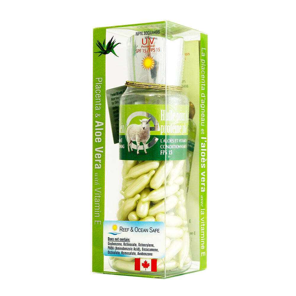 Bill Natural Sources Facial Oil Placenta w/ Aloe Vera Vit E SPF15 90 Caps NEW