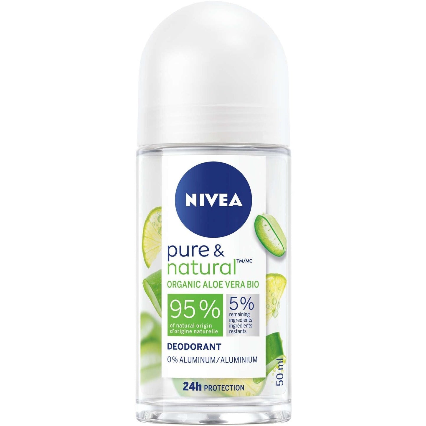Nivea Pure Natural Aloe Roll On Long-Lasting Odour Protection Healthy 50ml NEW