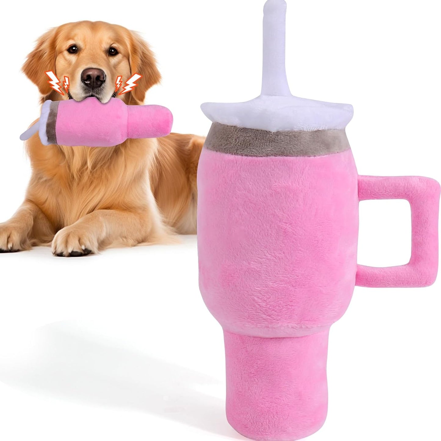 BABORUI Cute Squeaky Dog Toys Cup, Soft Tumbler Funny Dog Toys for Aggressive Chewers, Safety Design Dog Toys for Small/Medium/Large Dog Exercise and Accompany(Pink)