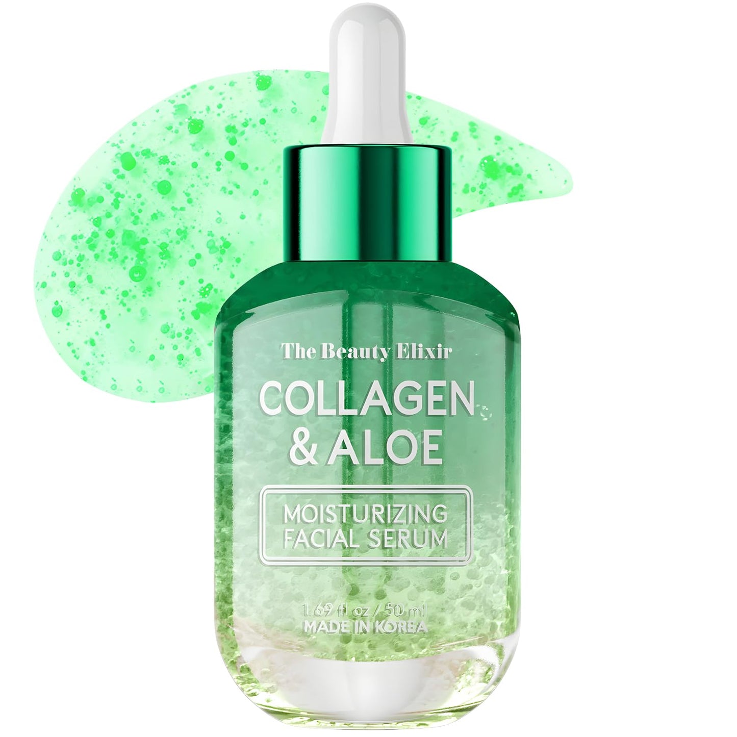 Collagen & Aloe Serum For Face - Anti Aging, Skin Tightening & Hydrating - Infused with Hyaluronic Acid, Glycerin, and Turmeric - All Skin Types - Paraben and Cruelty Free, Vegan - 1.69Fl. Oz