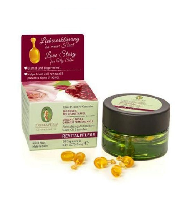PRIMAVERA Organic Olio Intensive Rose & Pomegranate Oil Capsules