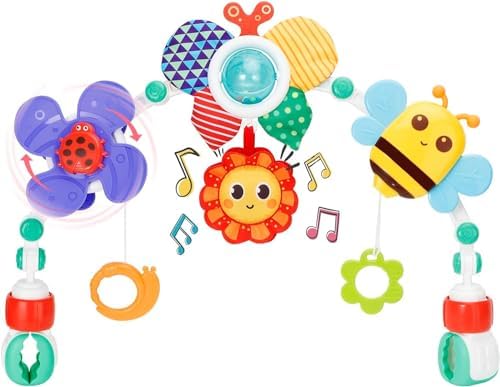 TINITIGIES | Adjustable Stroller Arch Toy for Baby - Baby Bjorn Bouncer Toy Bar - Stroller Toys - Car Seat Toys for Babies 0 3 6 12 Months (Insects)