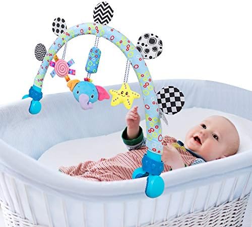 Caterbee Travel Arch Bassinet Toys for Infant & Toddlers, Baby Stroller Toy Crib Accessory & Pram Activity Bar Toy for Indoor and Outdoor (Elephant)