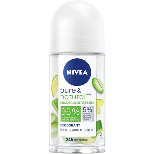 Nivea Pure Natural Aloe Roll On Long-Lasting Odour Protection Healthy 50ml NEW