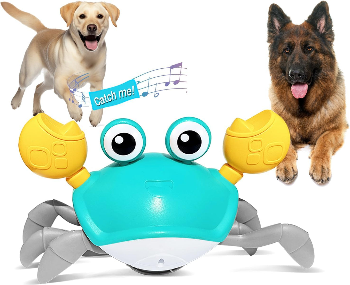 HONGID Crawling Crab Dog Toys,Escaping Crab Dog Toy with Obstacle Avoidance Sensor,Interactive Dog Toys with Music Sounds & Lights for Dogs Cats Pets,Christmas Toy Gift for Puppy/Small/Medium Dogs