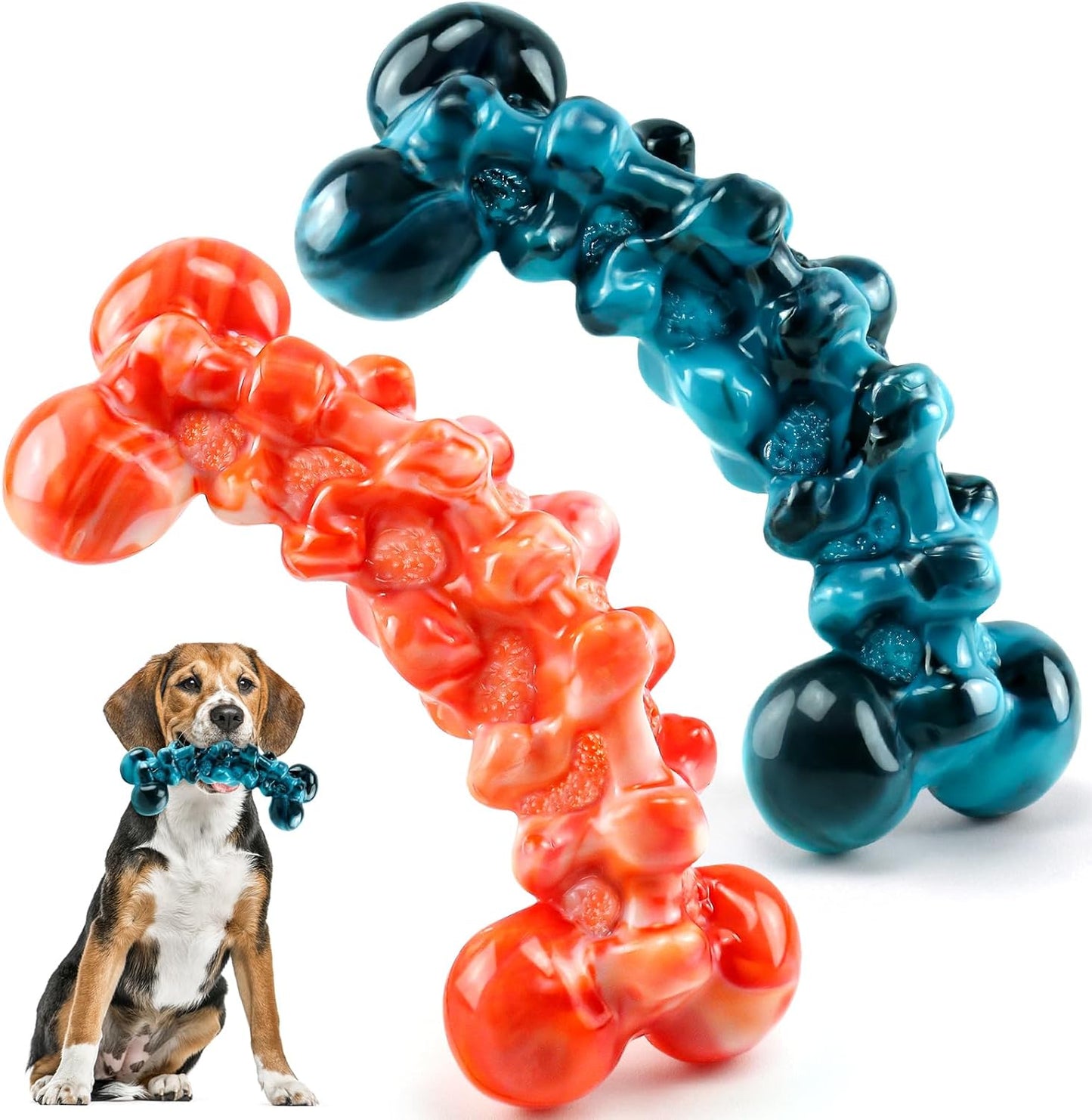 Dog Chew Toys for Aggressive Chewers - 2 Pack Super Chewer Toys for Large Dogs - Tough, Durable and Indestructible