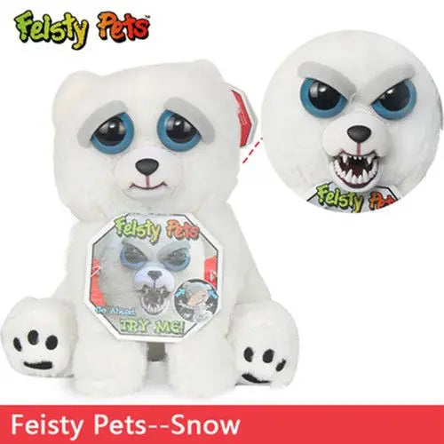 Feisty Pets Funny Face-Changing Soft Toys: Snow Leopard, Unicorn, Bear, Panda - Angry Animal Stuffed Plush Dolls for Children Toys Walk Around Store