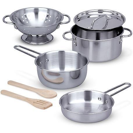 Melissa & Doug Stainless Steel Pots & Pans Play Set