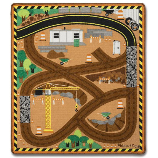 Melissa & Doug Round the Construction Zone Rug & Vehicle Set