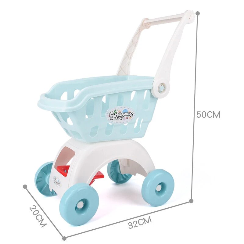New Children Toys Kids Large Supermarket Shopping Cart Trolley Push Car Toys Basket Simulation Fruit Food Pretend Play House Toy Haifeng Online Store