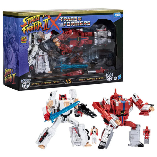 Transformers Collaborative x Street Fighter II: Optimus Prime [Ryu] vs Megatron [M. Bison] Figures F7680