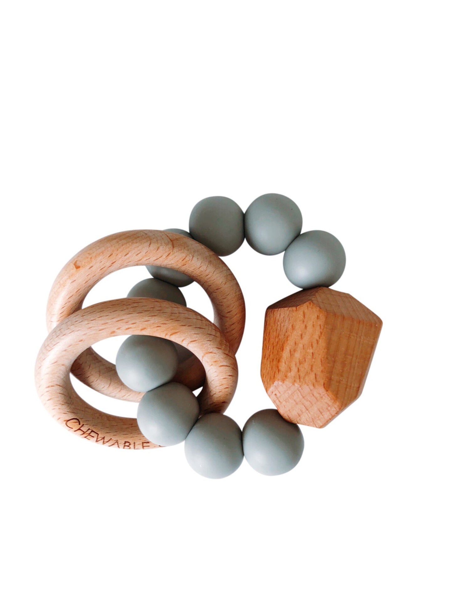Silicone + Wood Teether Ring