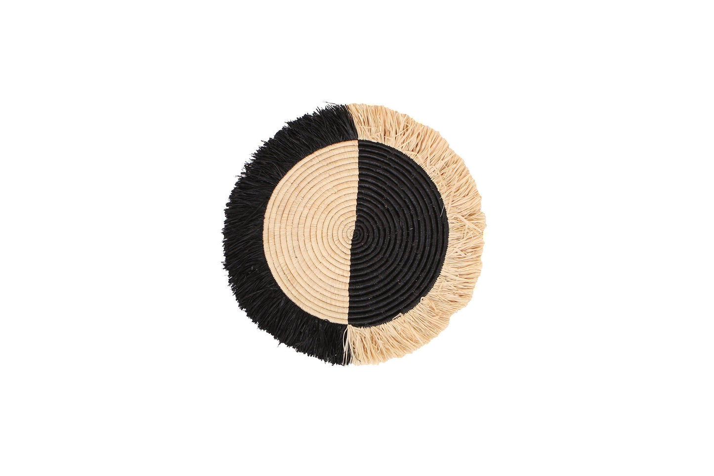 Small Black Half Moon Fringed Wall Disc