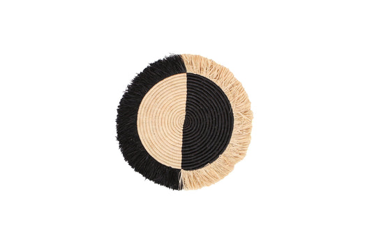 Small Black Half Moon Fringed Wall Disc