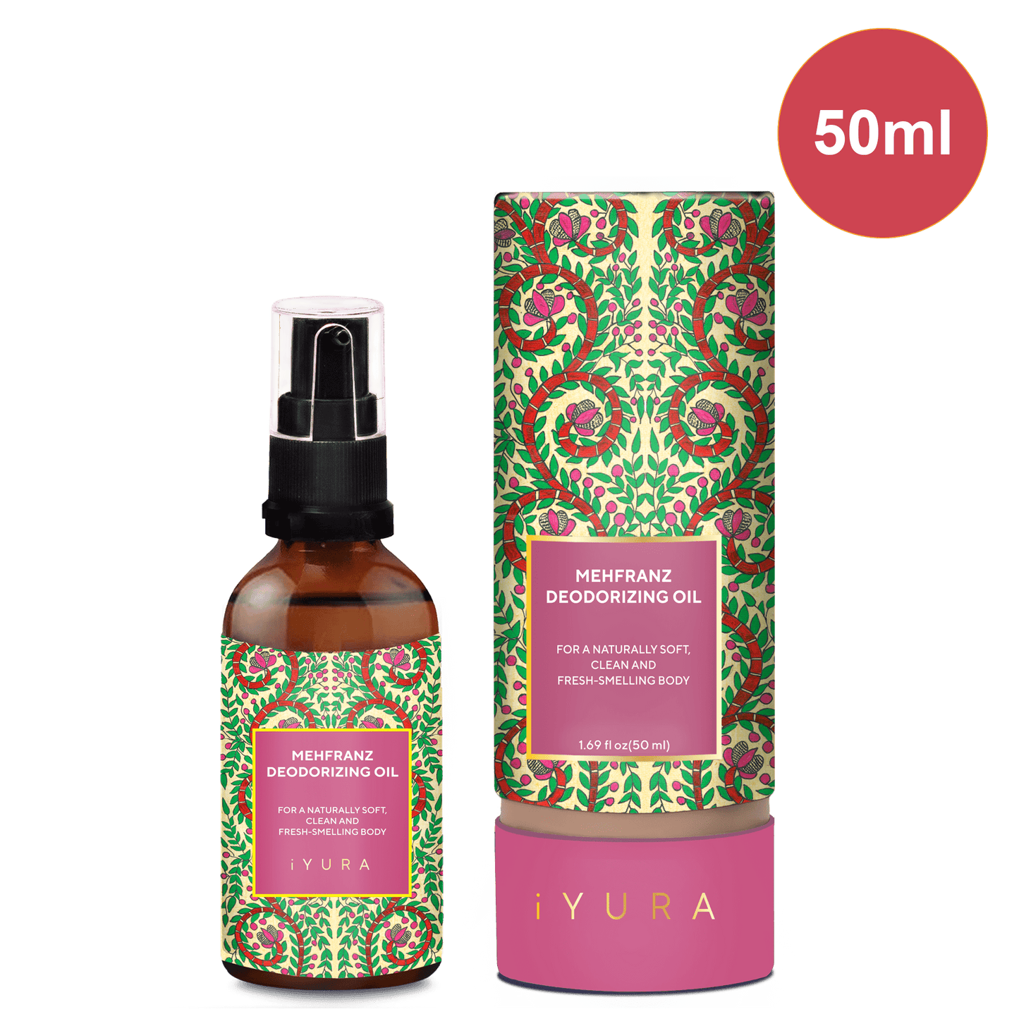 Mehfranz Deodorizing Oil - For A Naturally Soft, Clean and Fresh-Smelling Body - Pick Your Size Body Oil iYURA 1.69 fl oz (50 ml)