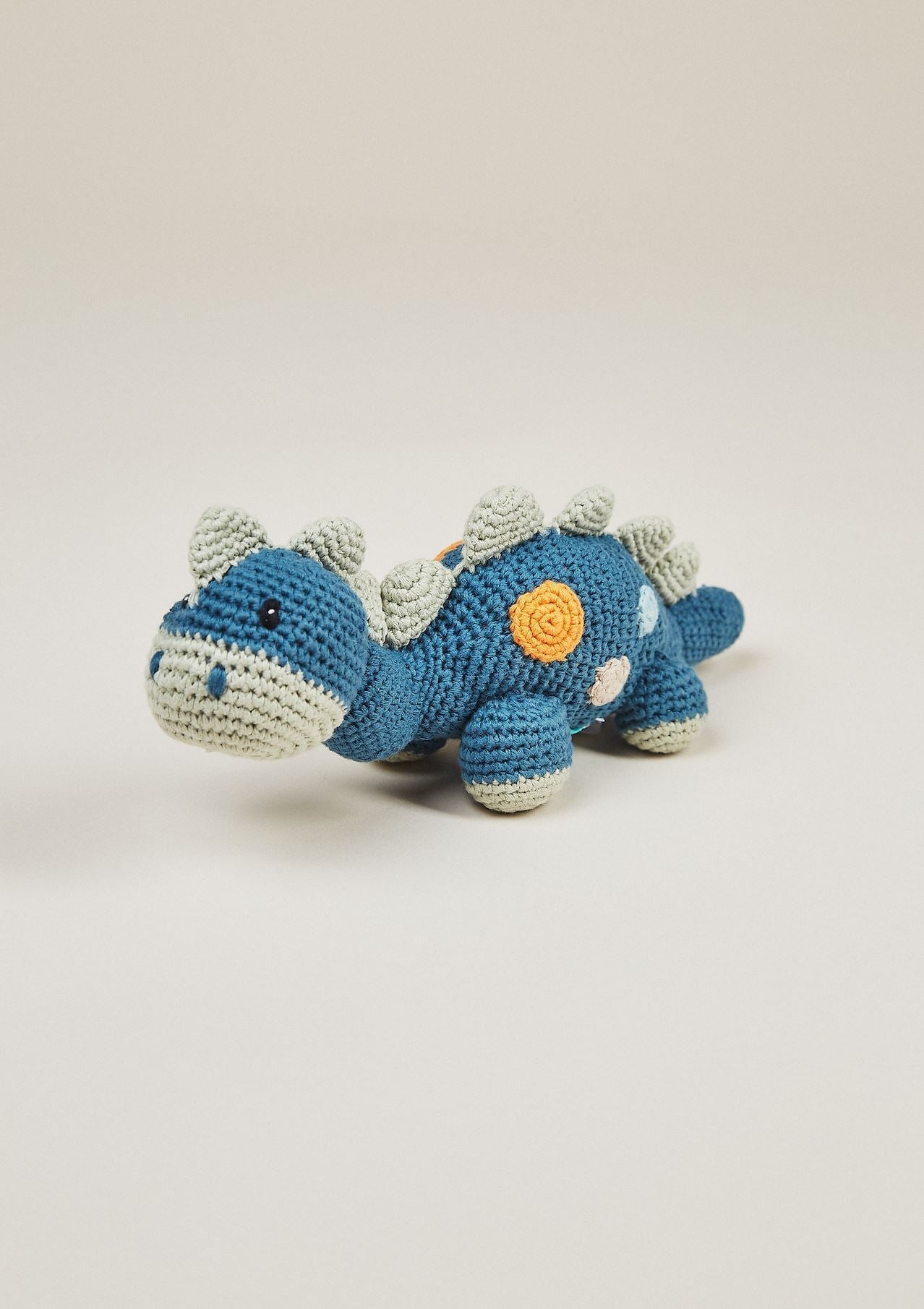 Organic Dino Rattle - Petrol Blue Hidden Pebble