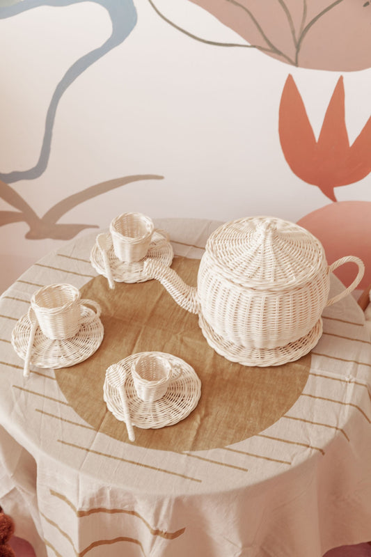 Kids' Rattan Tea Set